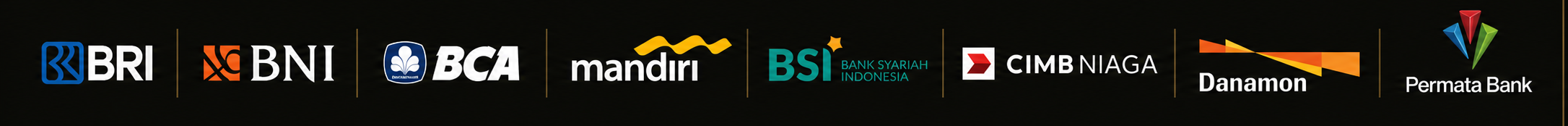 Payment Methods: BRI, BNI, BCA, Mandiri, BSI, CIMB Niaga, Danamon, Permata Bank
